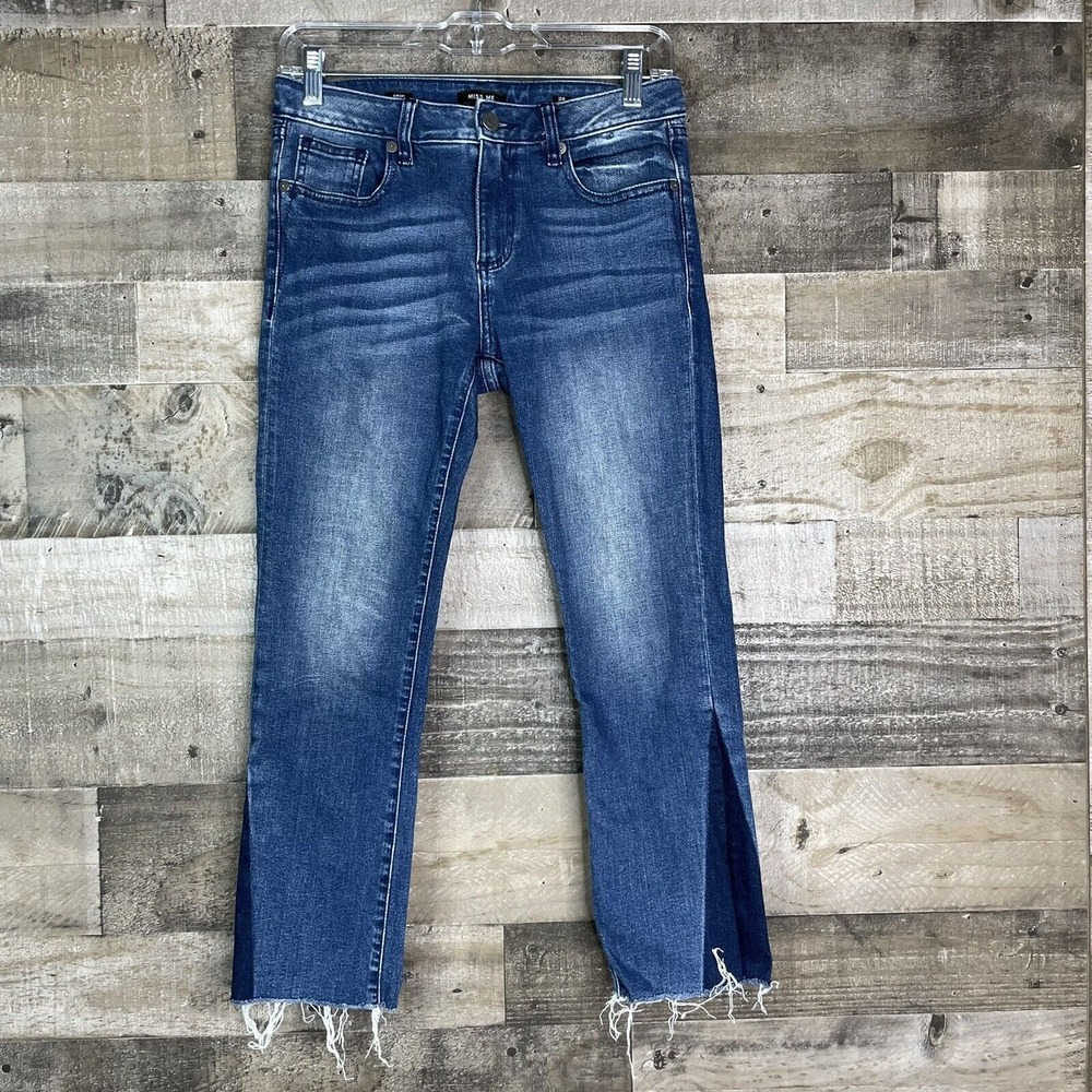Miss Me‎ Jeans Womens 26 Blue Crop Boot Flare Distressed Raw Hem Low Rise Boho